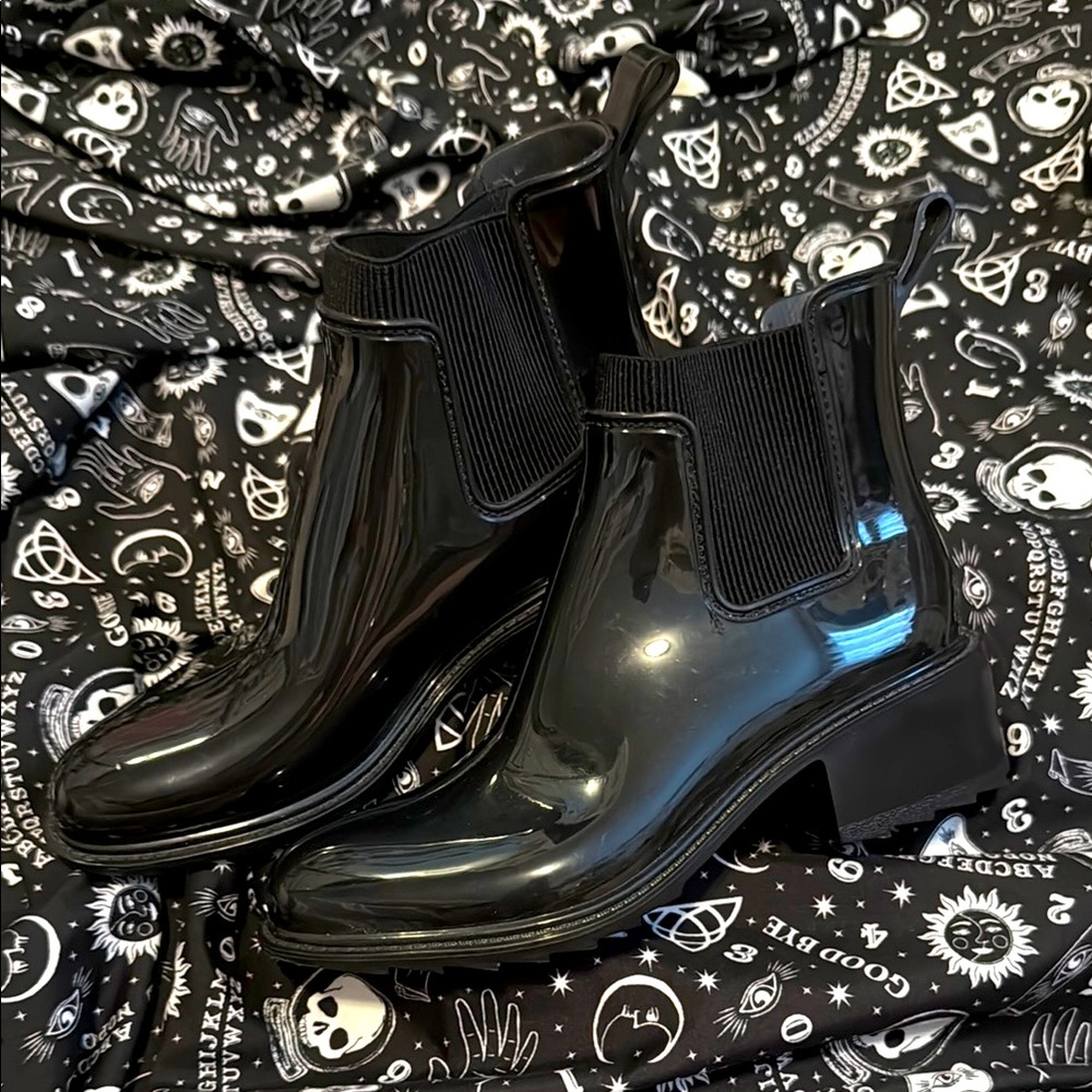 Shiny Black Ankle Boots